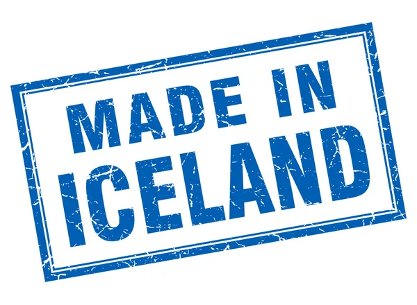 Islândia grunge quadrado azul feito em selo — Vetor de Stock