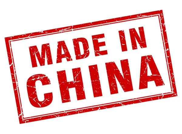 Chiny czerwony kwadrat grunge w stempel — Wektor stockowy