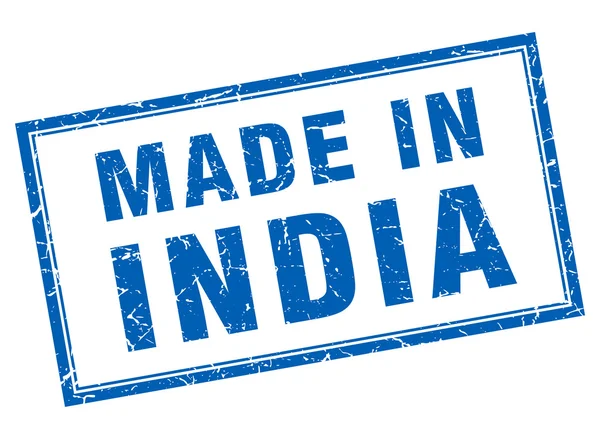 India grunge quadrato blu fatto in francobollo — Vettoriale Stock