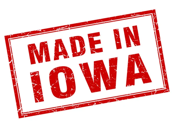 Iowa grunge quadrato rosso fatto in francobollo — Vettoriale Stock