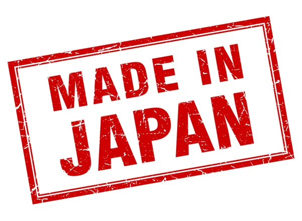 Giappone grunge quadrato rosso fatto in francobollo — Vettoriale Stock