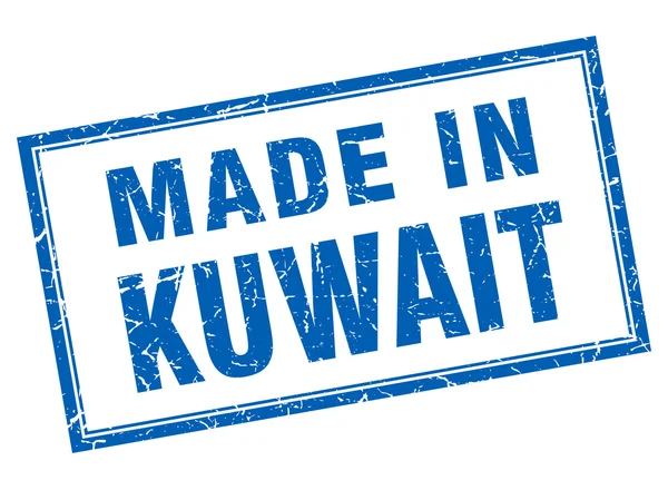 Kuwait grunge quadrato blu fatto in francobollo — Vettoriale Stock