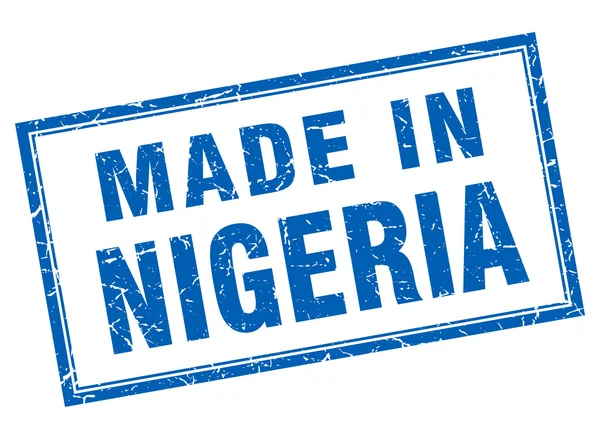 尼日利亚蓝色方形 grunge 在邮票 — 图库矢量图片
