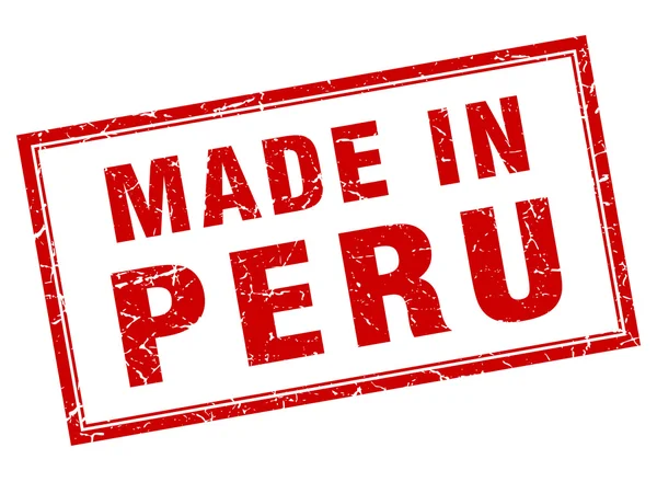 Peru rød firkant grunge lavet i stempel – Stock-vektor