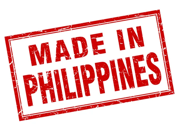Grunge cuadrado rojo de Filipinas hecho en sello — Archivo Imágenes Vectoriales