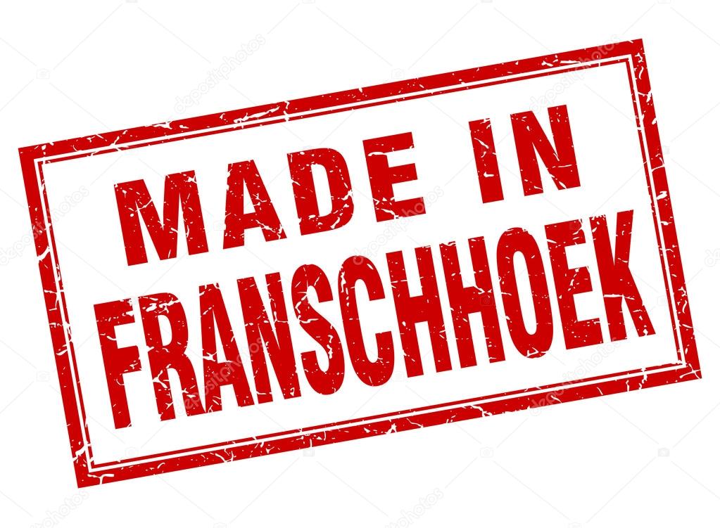 Franschhoek red square grunge made in stamp
