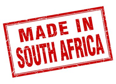 South Africa red square grunge made in stamp clipart