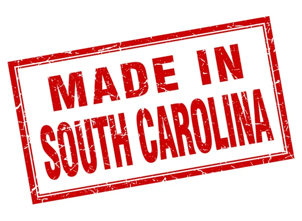South Carolina grunge quadrato rosso fatto in francobollo — Vettoriale Stock