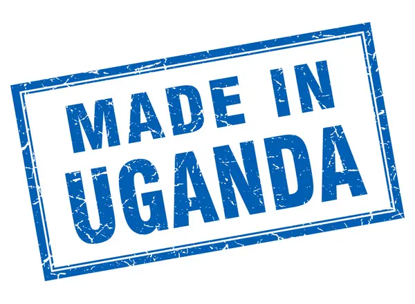 Uganda mavi kare grunge damgalamak içinde yapılan — Stok Vektör