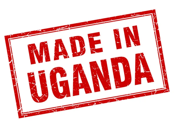 Uganda red square grunge aus Stempel — Stockvektor