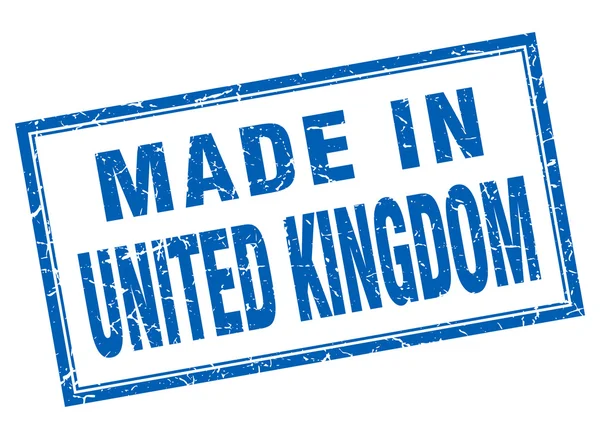 Regno Unito grunge quadrato blu fatto in francobollo — Vettoriale Stock