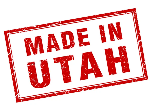 Grunge cuadrado rojo de Utah hecho en sello — Archivo Imágenes Vectoriales