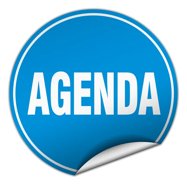Agenda round blue sticker isolated on white — Stock Vector