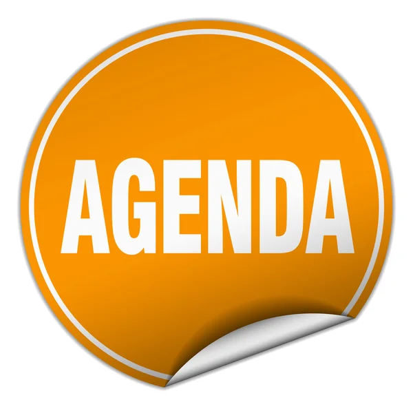 Agenda round orange sticker isolated on white — Stock Vector