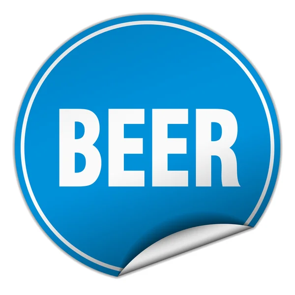 Autocollant bleu rond bière isolé sur blanc — Image vectorielle