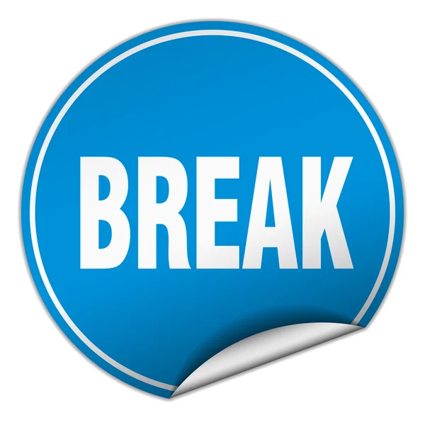 Break round blue sticker isolated on white — Stock Vector