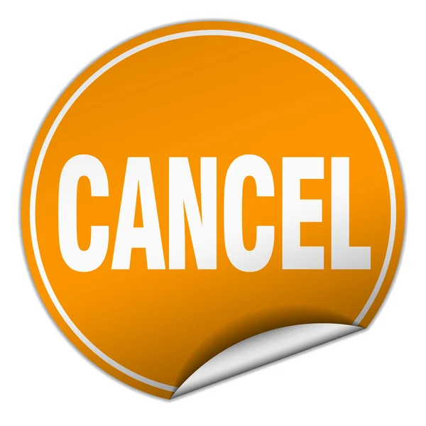 Cancel round orange sticker isolated on white — Stock Vector