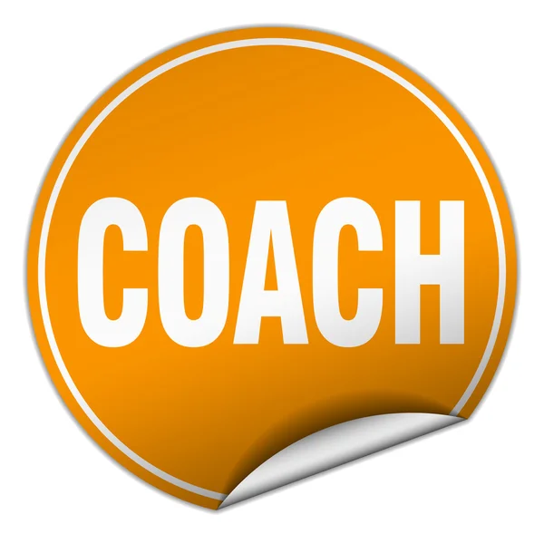 Coach round orange sticker isolated on white — Stock Vector