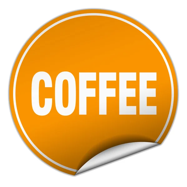 Kaffee Runde orange Aufkleber isoliert auf weiß — Stockvektor