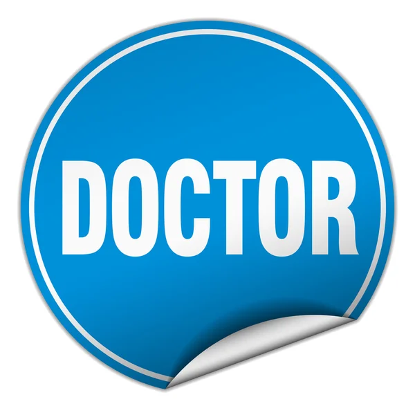 Lekarz okrągły niebieski naklejki na białym tle — Wektor stockowy