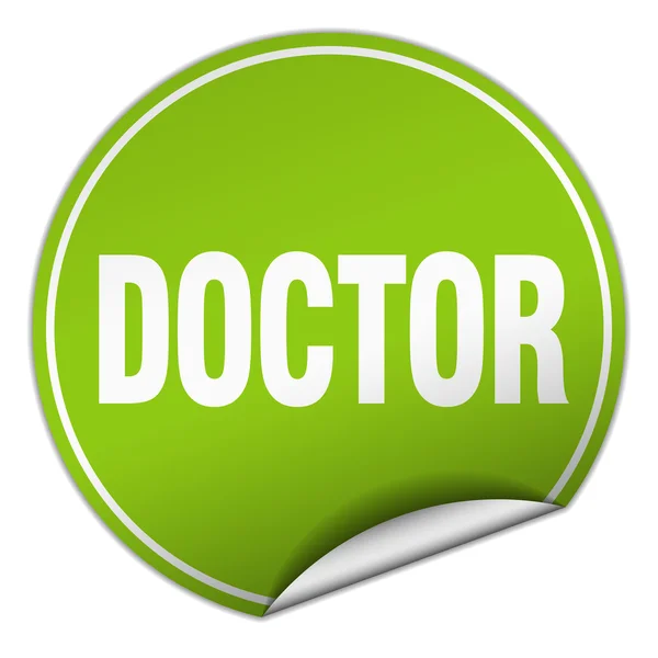 Doctor ronda etiqueta engomada verde aislado en blanco — Vector de stock