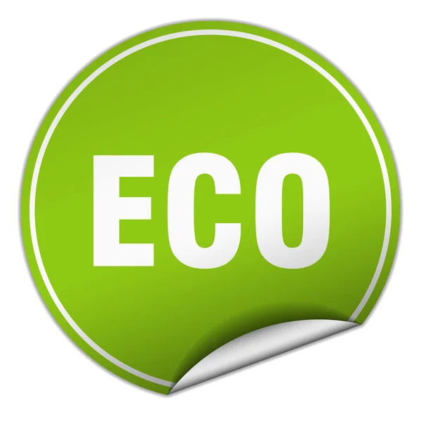 Eco ronde groene sticker geïsoleerd op wit — Stockvector