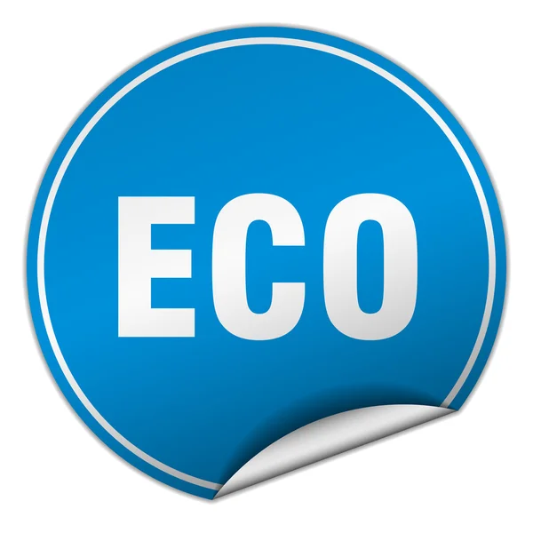 Eco runda blå klistermärket isolerad på vit — Stock vektor