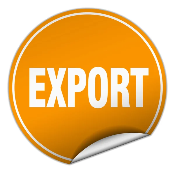 Exporteren van ronde oranje sticker geïsoleerd op wit — Stockvector