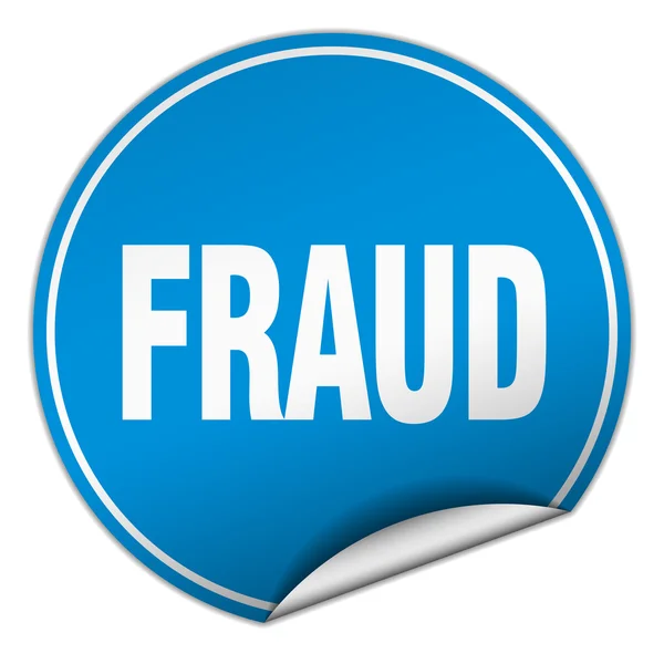 Fraud round blue sticker isolated on white - Stok Vektor