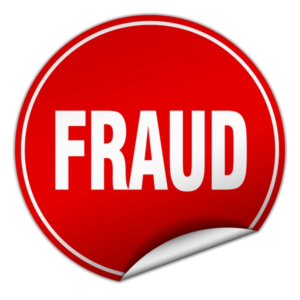 Fraud round red sticker isolated on white - Stok Vektor