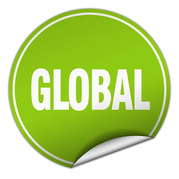 Etiqueta engomada verde redonda global aislada en blanco — Vector de stock