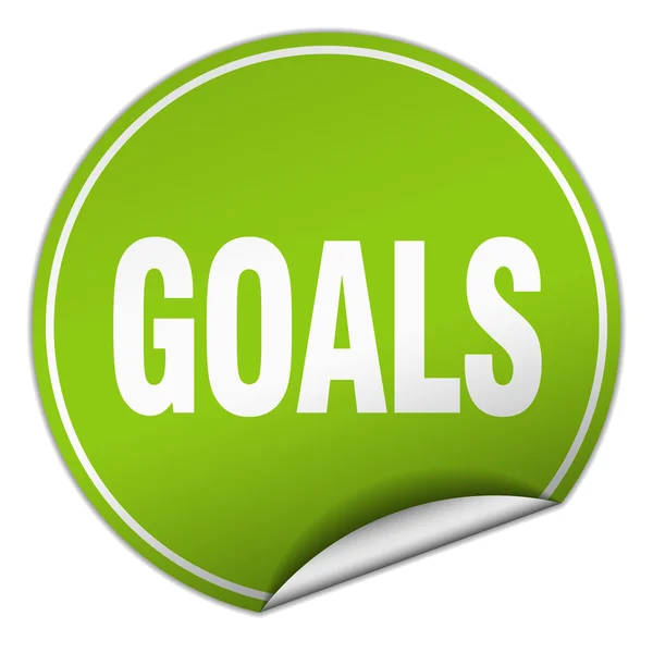 Goals round green sticker isolated on white — Stock Vector