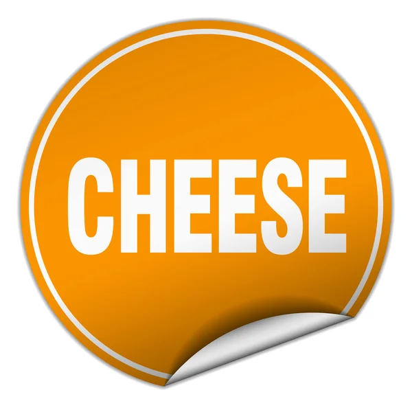 奶酪圆上白色孤立的橙色贴纸 — 图库矢量图片