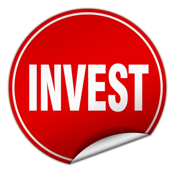 Investir redonda adesivo vermelho isolado no branco —  Vetores de Stock