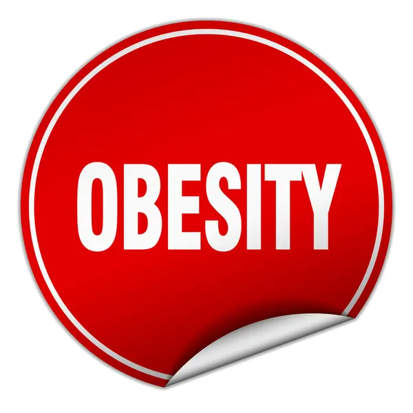 Obesity round red sticker isolated on white — Stock Vector