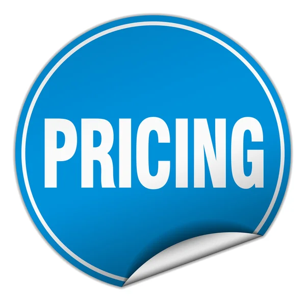 Pricing round blue sticker isolated on white — Stock Vector