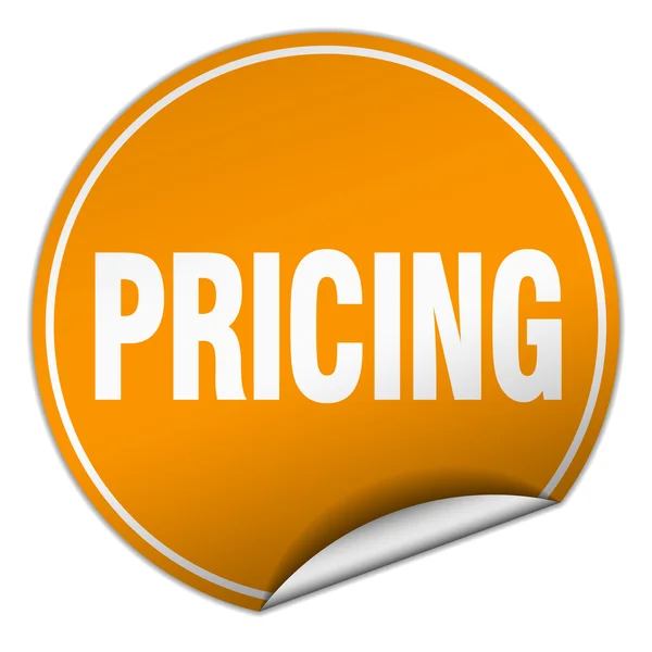Pricing round orange sticker isolated on white — Stock Vector
