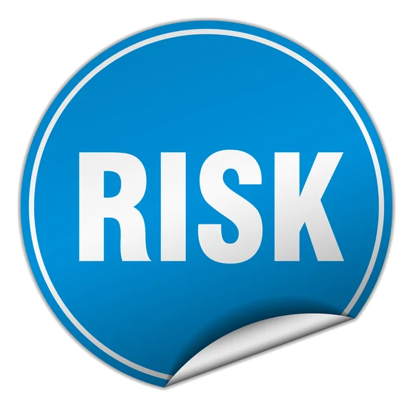 Risk round blue sticker isolated on white — Stock Vector