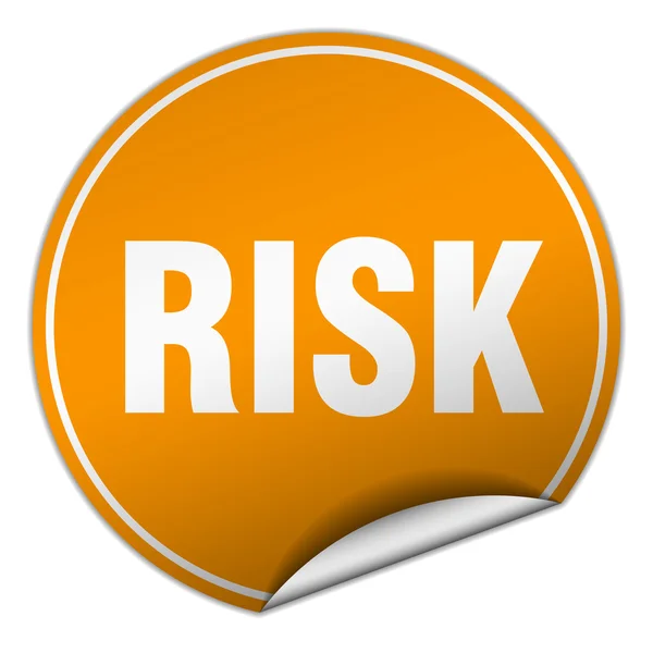 Risk round orange sticker isolated on white — Stock Vector