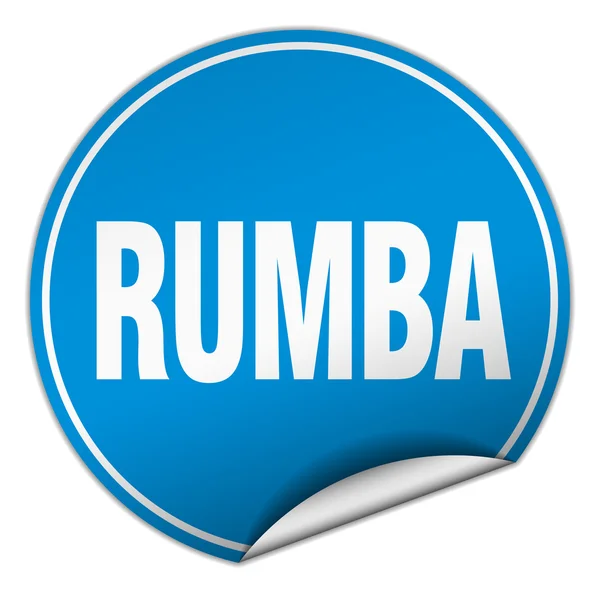 Rumba round blue sticker isolated on white — Stock Vector