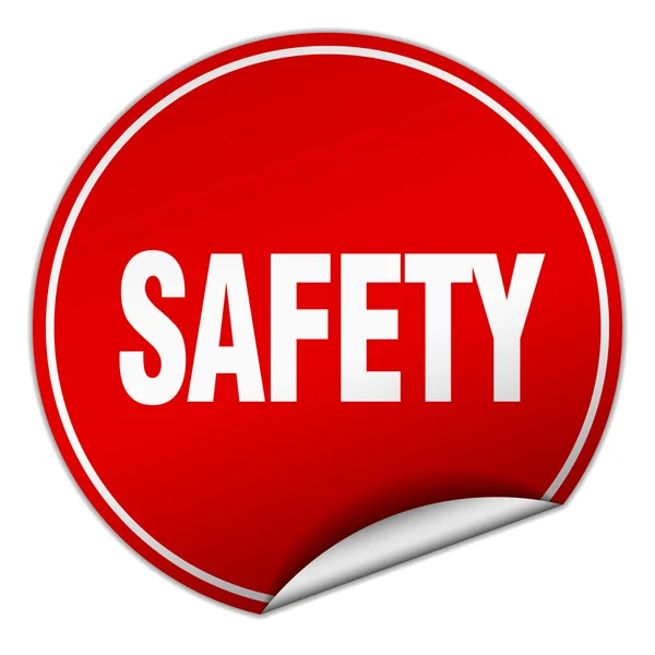 Safety round red sticker isolated on white — Stock Vector