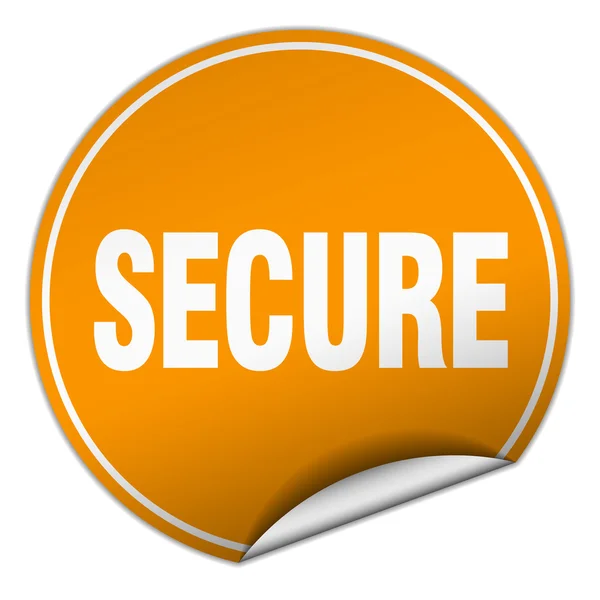 Secure round orange sticker isolated on white — Stock Vector