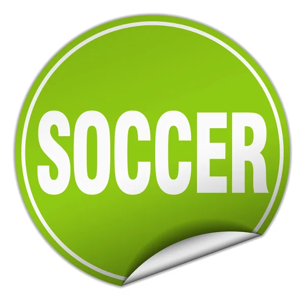 Soccer runda gröna klistermärke isolerad på vit — Stock vektor