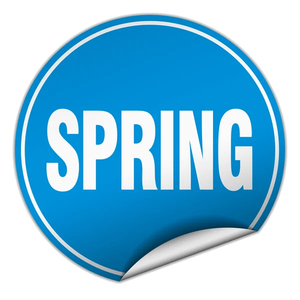 Spring round blue sticker isolated on white — Stock Vector