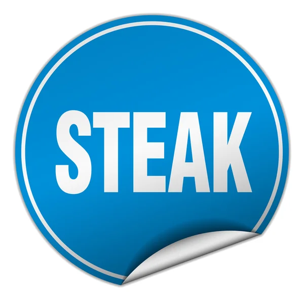 Filete redondo etiqueta engomada azul aislado en blanco — Vector de stock