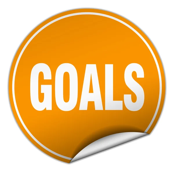 Goals round orange sticker isolated on white — Stock Vector