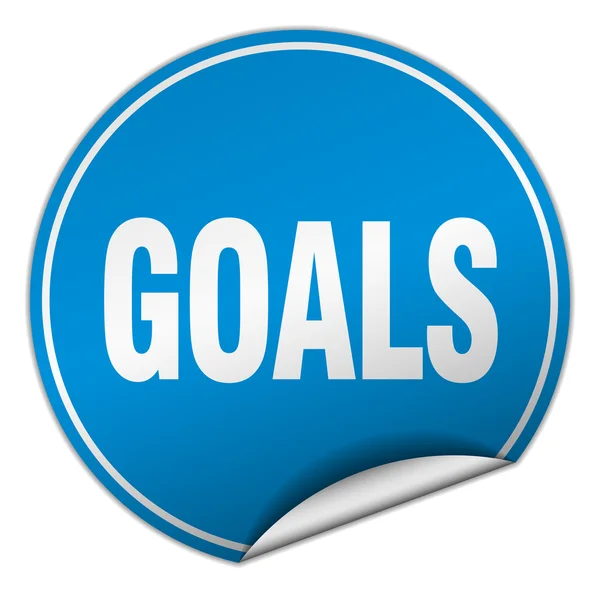 Goals round blue sticker isolated on white — Stock Vector
