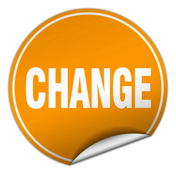 Change round orange sticker isolated on white — Stock Vector