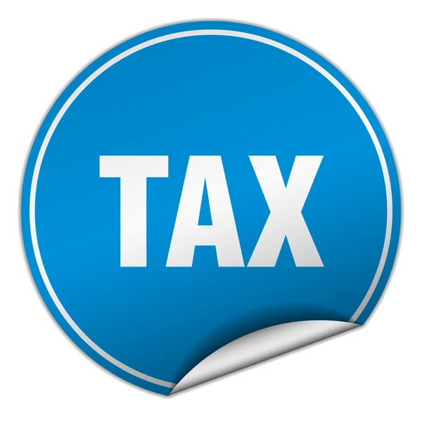 Tax round blue sticker isolated on white — Stock Vector