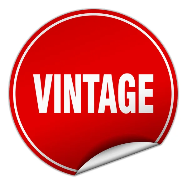 Autocollant rouge rond vintage isolé sur blanc — Image vectorielle